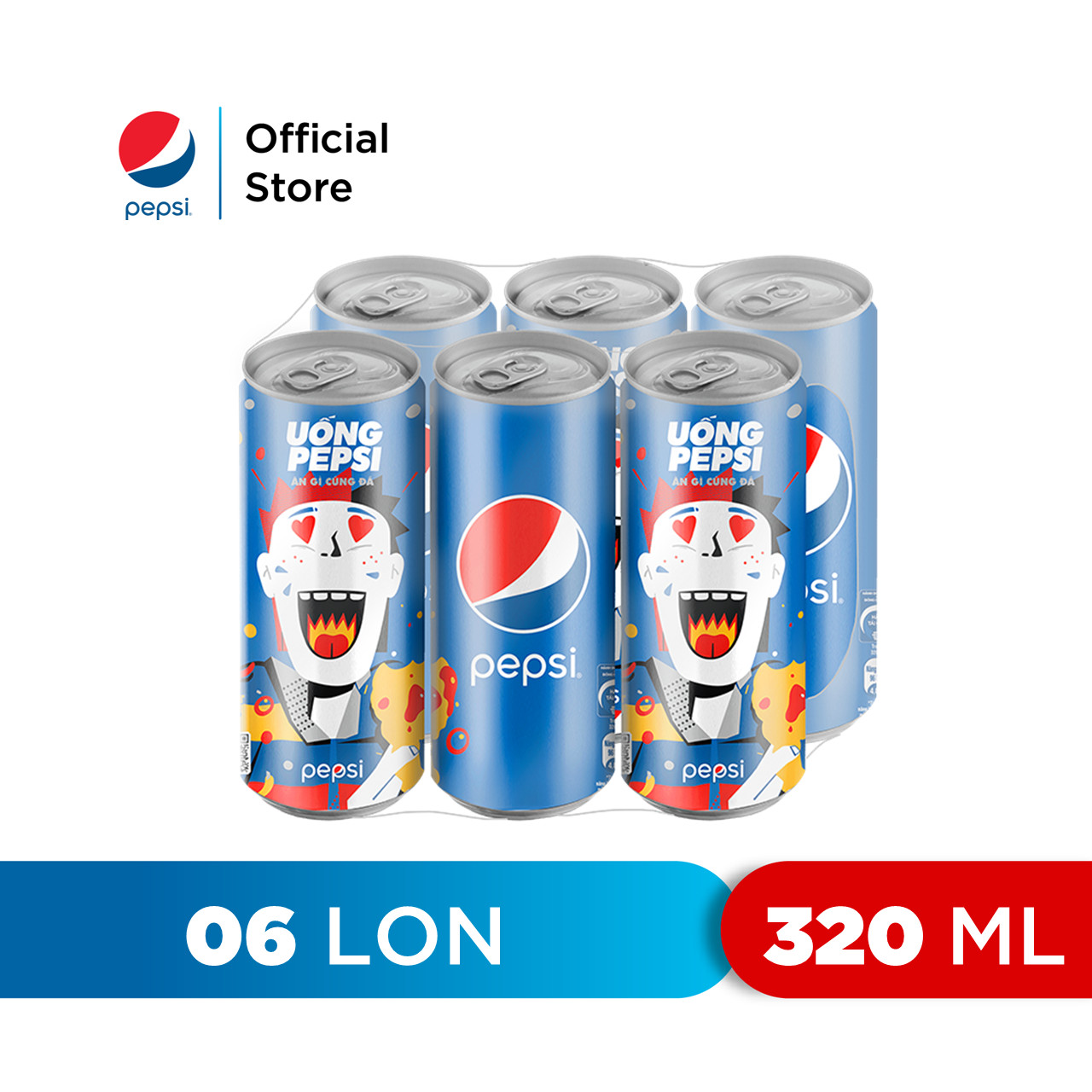 Lốc 6 Lon Nước Ngọt Có Gaz Pepsi