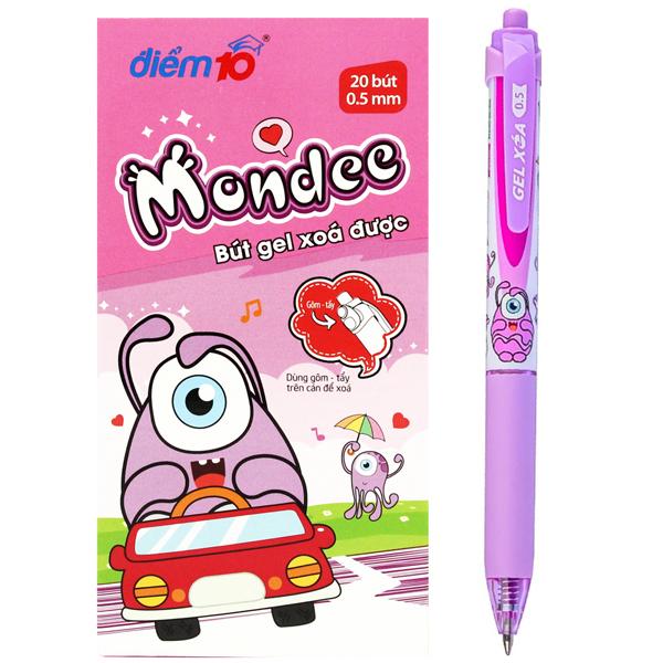 Hộp 20 Bút Gel Xóa Được Mondee 0.5 mm - Điểm 10 TP-GELE-003 - Mực Tím