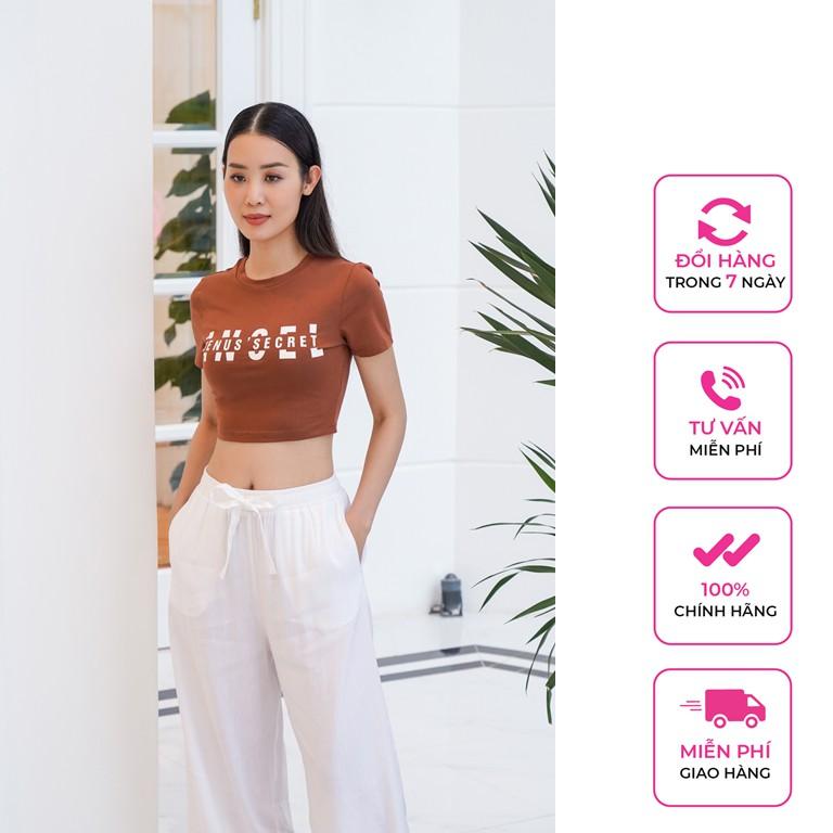 Áo croptop Venus' Secret tay ngắn cổ tròn in chữ trước ngực