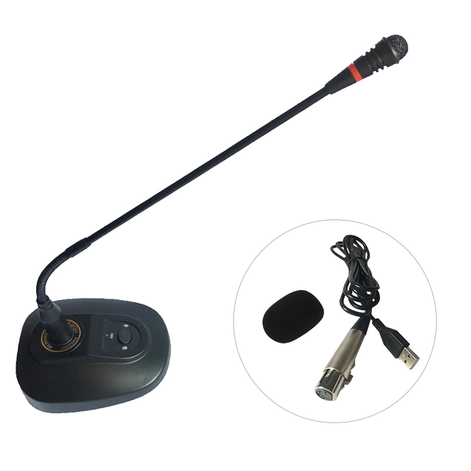 USB Computer Microphone Desktop Wired Microphone Cardioid Condenser Mic Adjustable Neck Plug & Play for PC Laptop Office