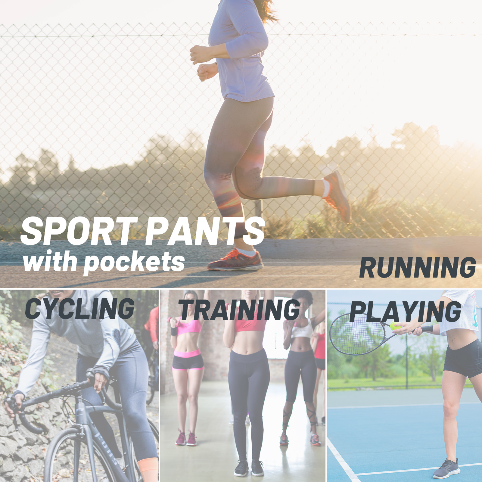 Quần jogger chạy bộ nữ với túi đàn hồi co dãn thoải mái cho việc tập luyện, chạy bộ
