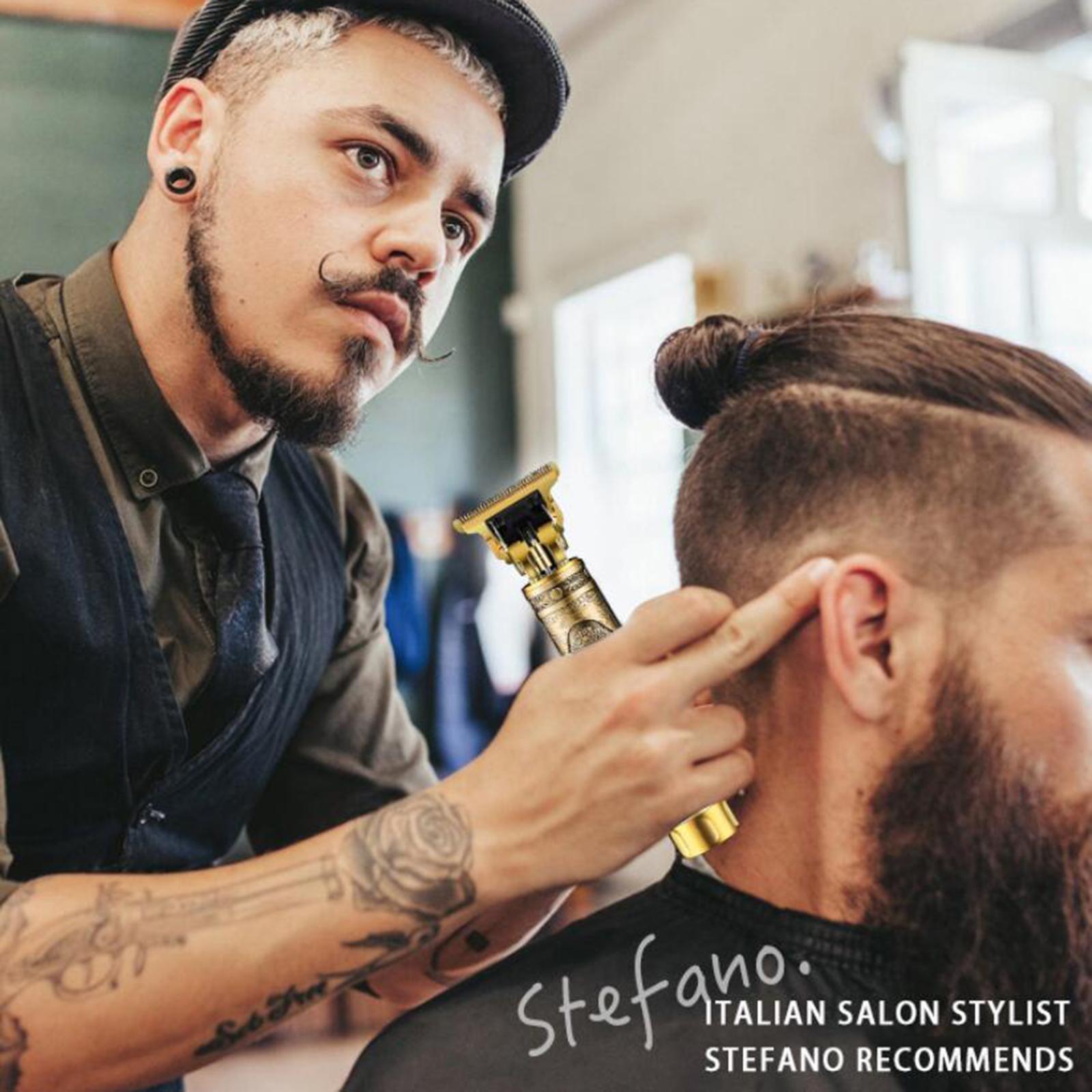 Pro Li T-Blade Cordless Hair Trimmer USB Boys Man's Hair Clipper Kit Golden