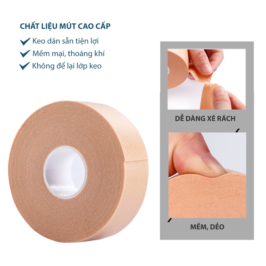 [Rộng 2.5cm - Dài 5m] Cuộn băng keo 5 mét dododios dán gót chân chống đau chân, chai chân khi mang giày cao gót - Hàng chính hãng