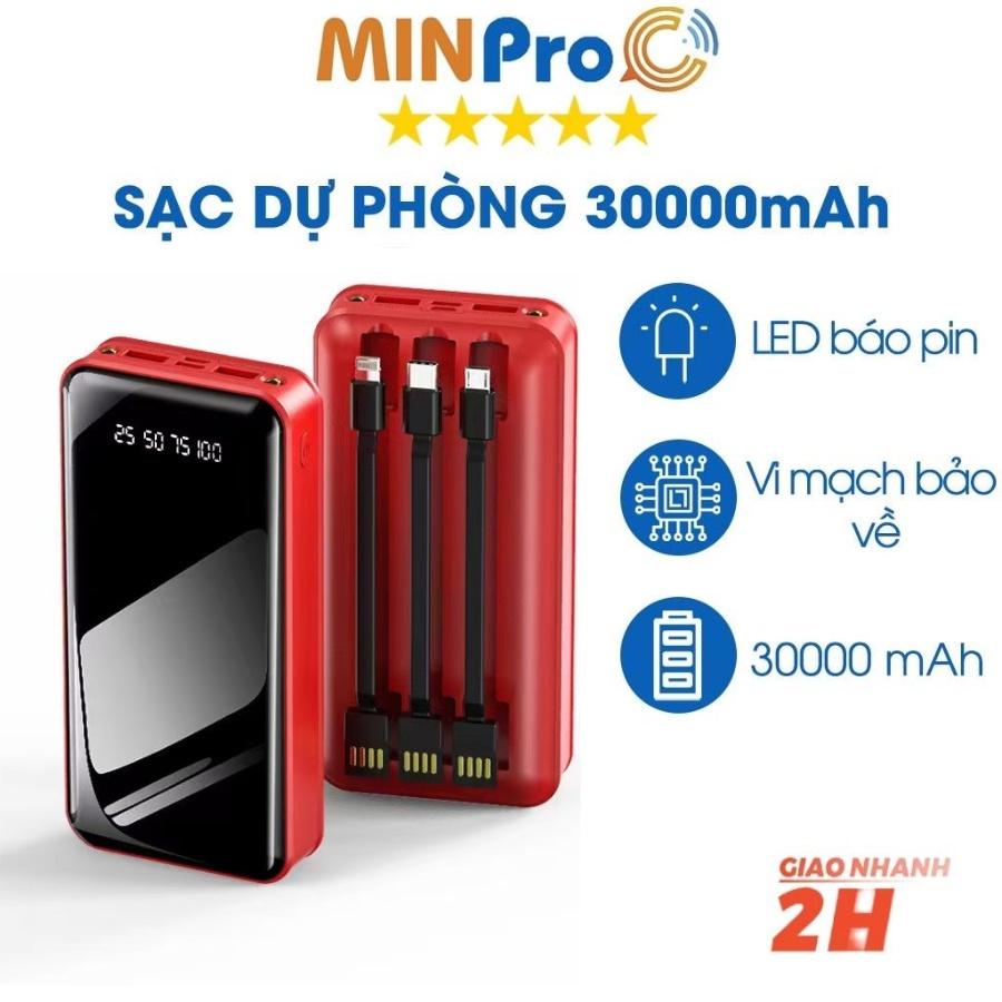 Pin Sạc Dự Phòng 30000mAh Cực Khủng Không Dây, Hỗ Trợ Sạc Nhanh Cho Xiaomi Samsung Oppo - MINPRO