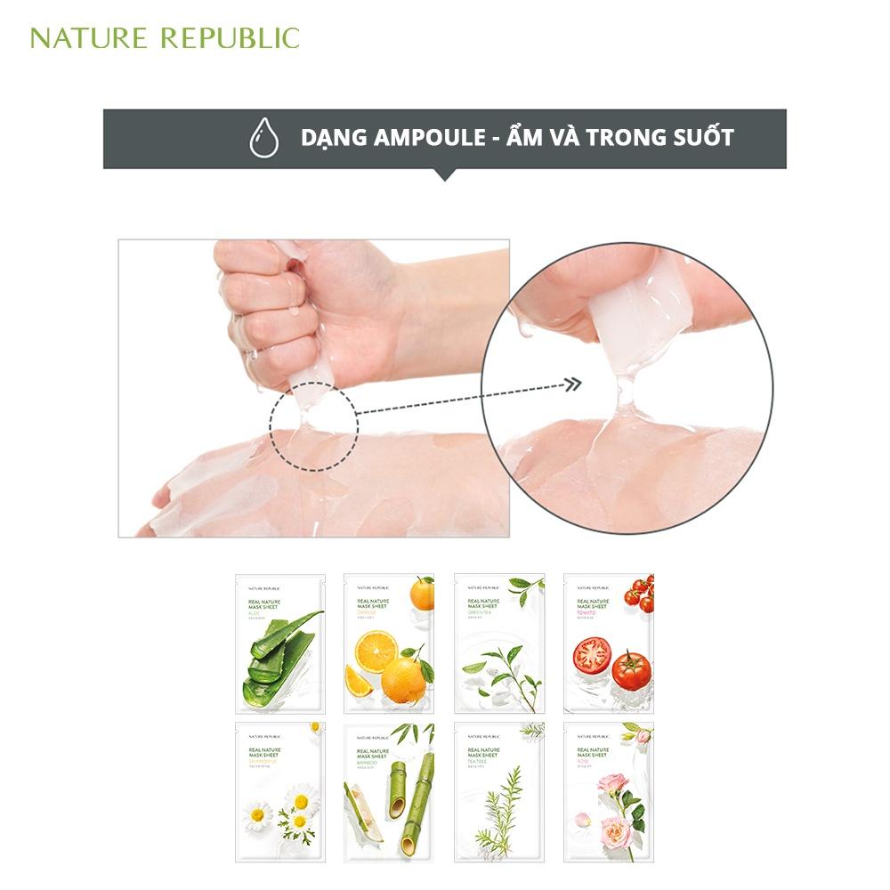 Nature Republic Mặt nạ giấy dưỡng ẩm, ngăn ngừa mụn cho da Real Nature Green Tea Mask Sheet 23ml