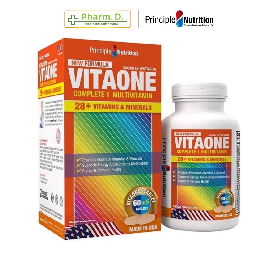 Viên Uống PRINCIPLE NUTRITION VITAONE Bổ Sung Vitamin Tổng Hợp Và Khoáng Chất Cần Thiết (Hộp 60+5 Viên)