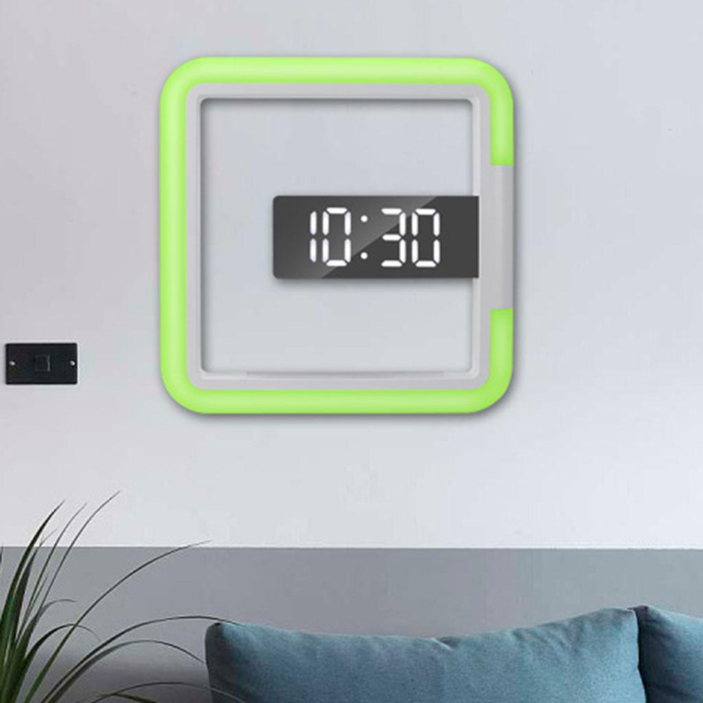 LED Wall Clock, Remote Control Digital Wall Clock Mirror Display Wall Clock with Alarm, Snooze, Temperature Display and 7 color Changing Nightlight