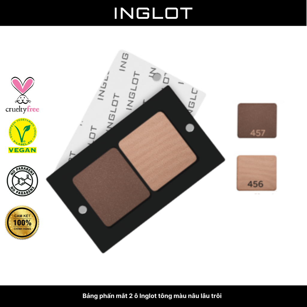 Bảng phấn mắt tông nâu tây lâu trôi 2 ô Inglot