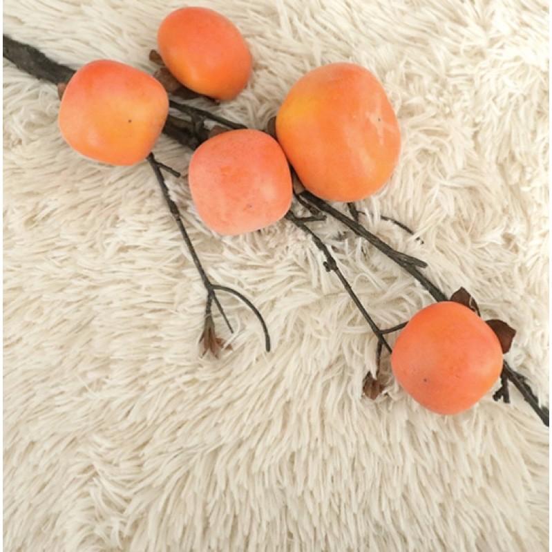Cành quả hồng nhân tạo 5 trái phủ phấn mịn dùng decor trang trí nhà cửa