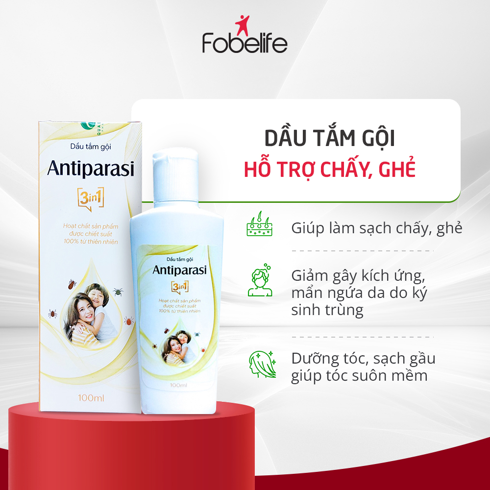 Dầu Gội Thảo Dược Hỗ Trợ Trị Chấy Trứng Chấy Antiparasi - Chai 100ml