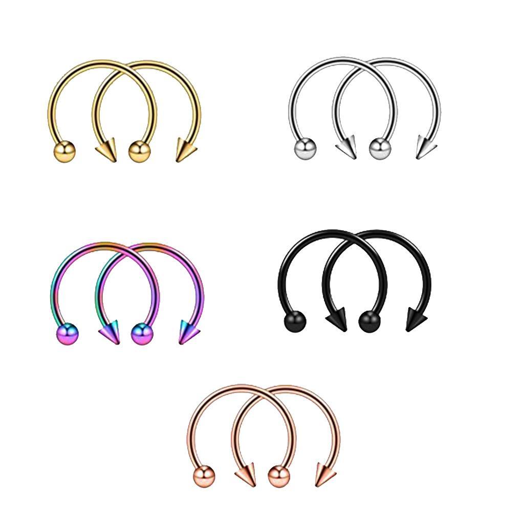 2-7pack 10 Piece 16G Nose Septum Horseshoe Hoop Earring Tragus Lip Piercing Ring