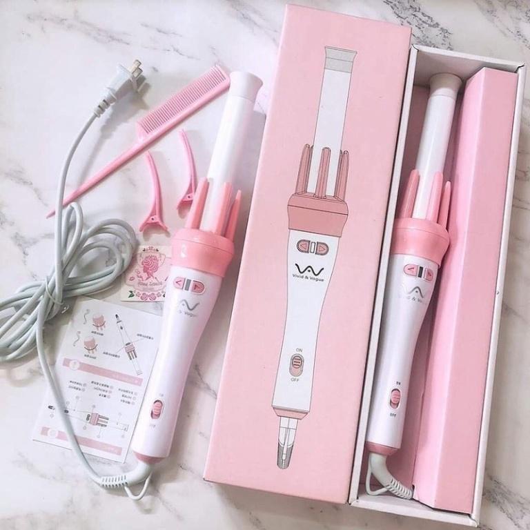 Máy uốn tóc Fullbox chính hãng lược điện làm xoăn xoay tự động ViVo 3 in 1 - Máy uốn tóc xoăn Vivo xoay tự động 360 độ