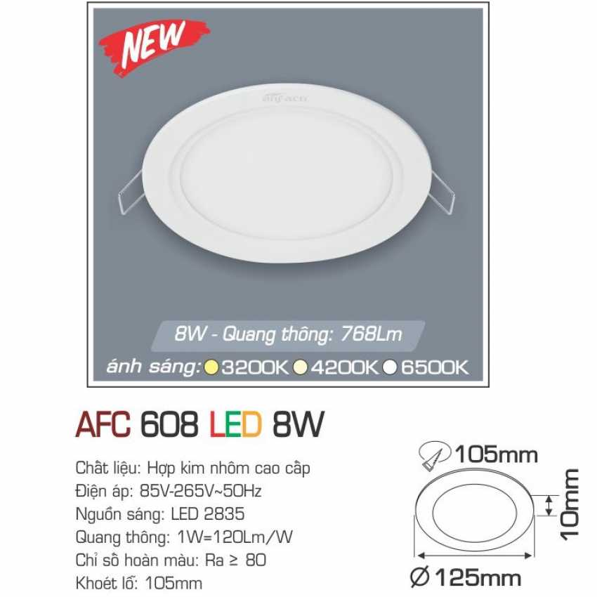 Đèn LED âm trần downlight Anfaco AFC 608 - Hàng chính hãng