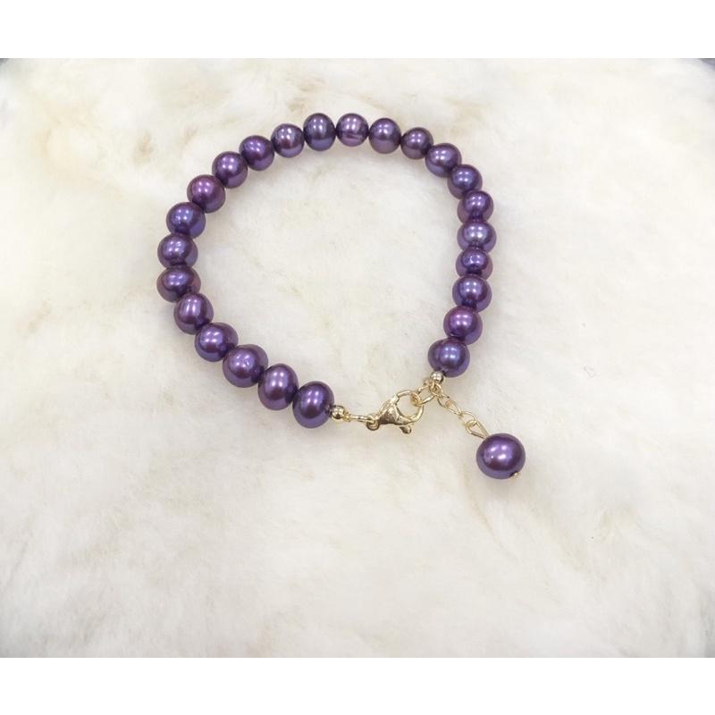 Vòng Tay Mix Bi Titan Hạt Ngọc Trai Nước Ngọt 7 Ly Dễ Thương - Trường Thịnh Ngọc Trai