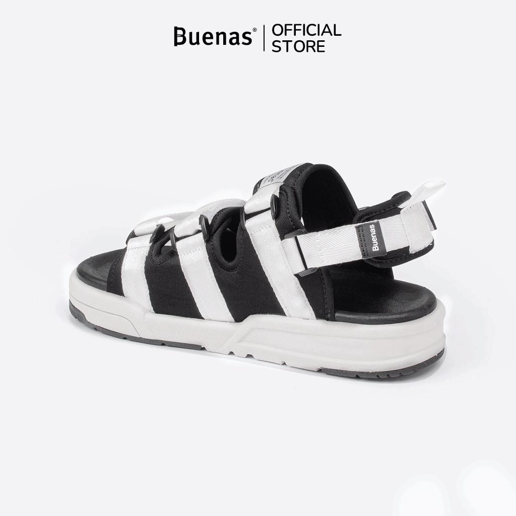 Giày sandal nam nữ unisex đi học quai ngang Buenas Sport SD6879 quai trắng đế cao 3 phân