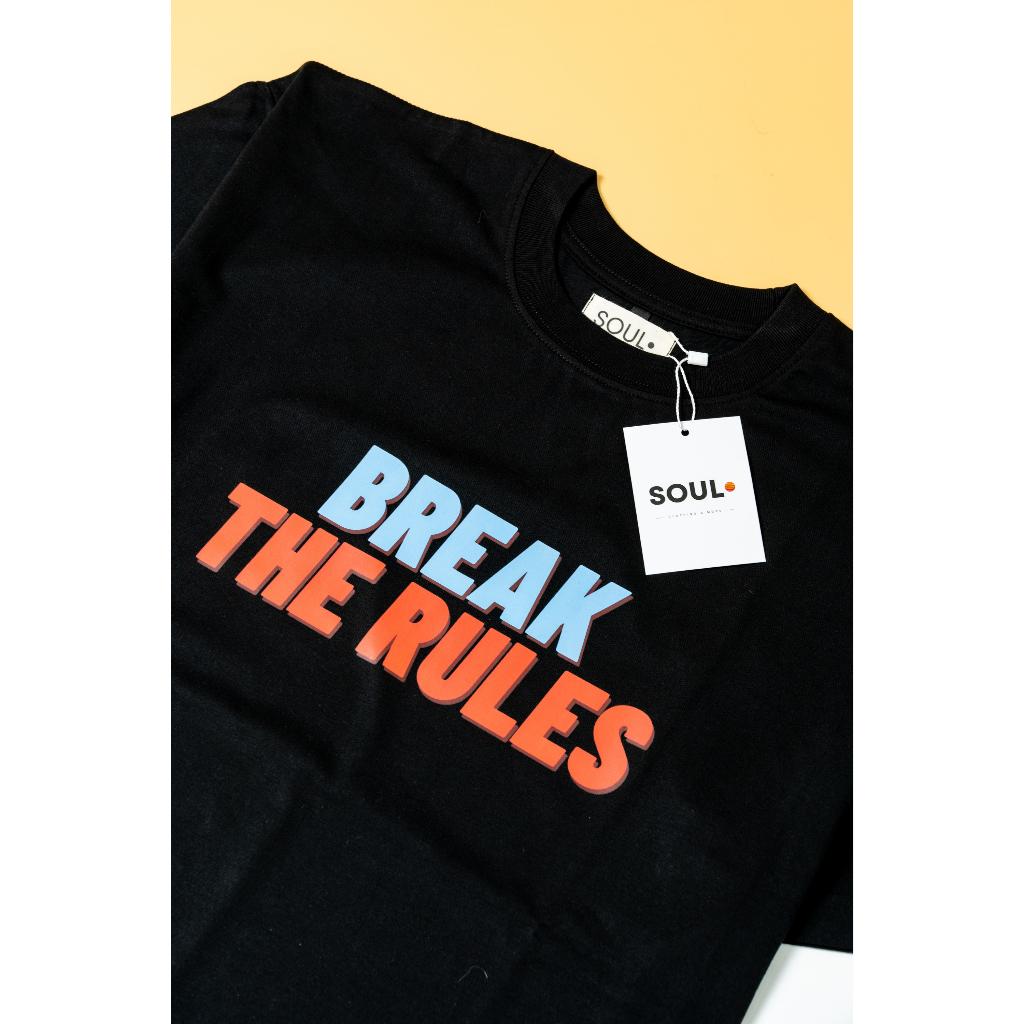 Áo thun Soul in chữ break the rules, Áo phông phong cách typography unisex nam nữ oversized tay ngắn form rộng