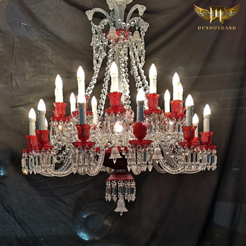 Đèn chùm nến phale phòng khách phối theo phong cách màu rượu vang đỏ, phale đỏ cao cấp NPL DT LIGHt (HÀNG NHẬP KHẨU) - tay chao thuỷ tinh