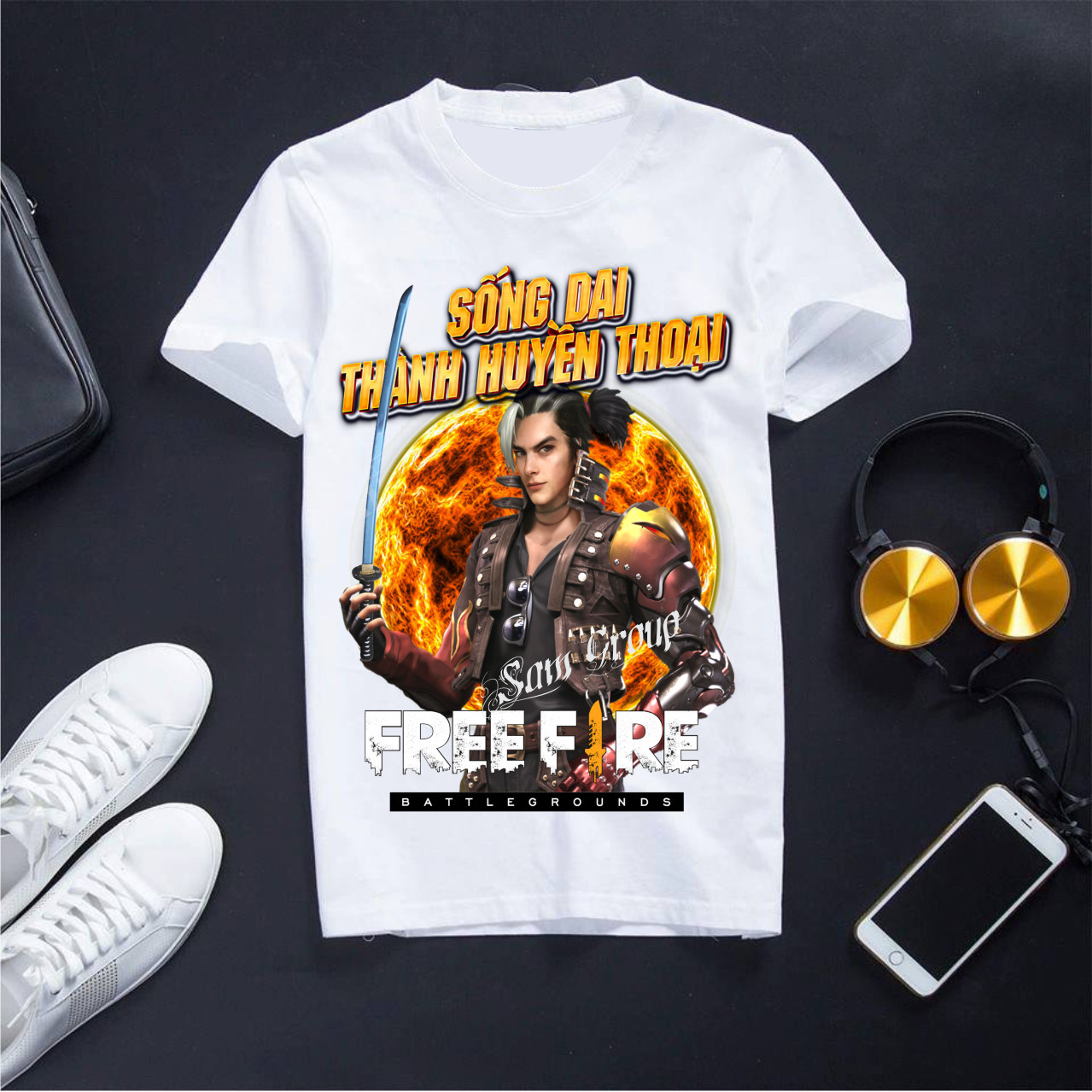 Áo Free Fire Áo thun Free Fire Màu Trắng In Hình Hayato Cực Đẹp Chất Liệu Cotton Co Dãn Mềm Mịn