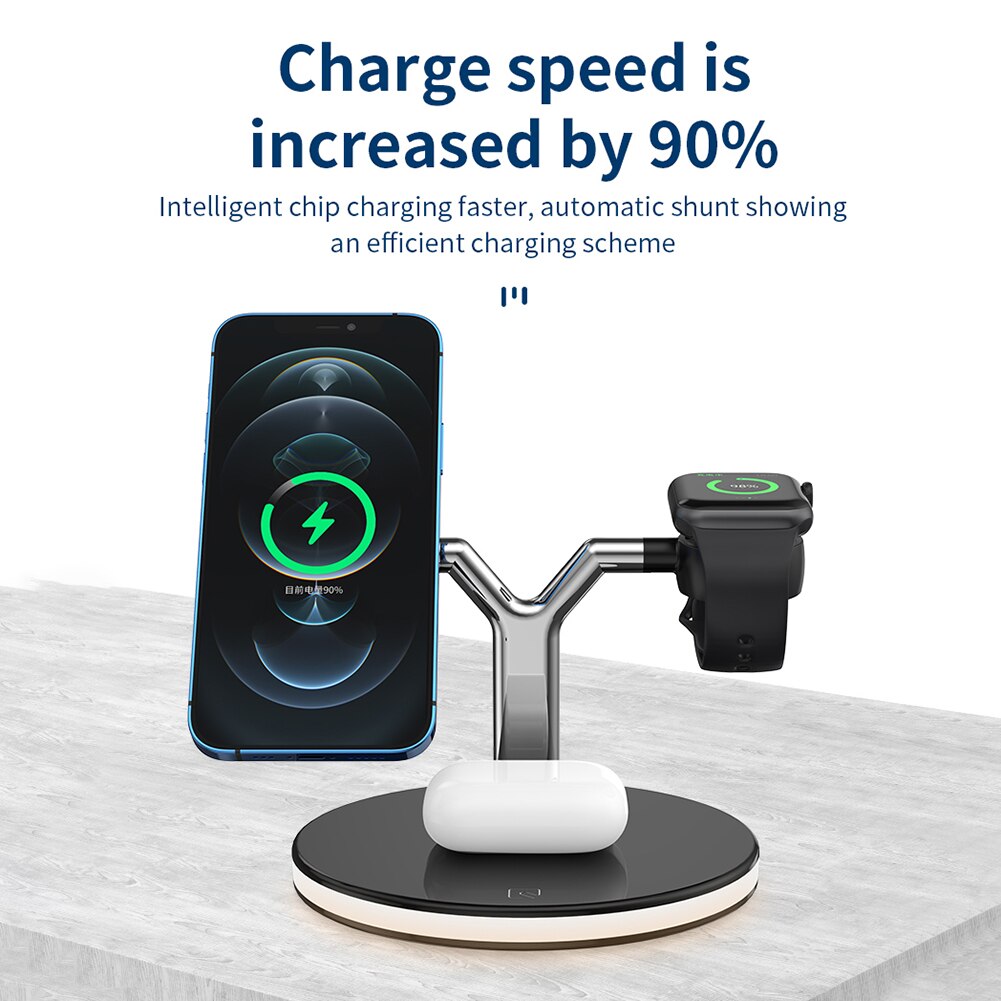 Đế sạc không dây 3 trong 1 kiêm đèn ngủ thông minh Wireless Charging Station