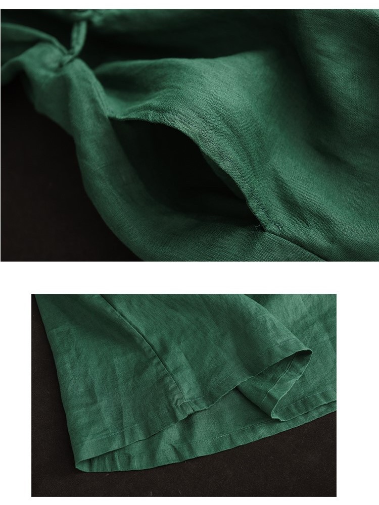 Đầm linen suông Đũi Việt tay lỡ, cổ sơ mi, 2 túi sườn, form rộng thoải mái khi mặc, mẫu mới mùa xuân Dv215