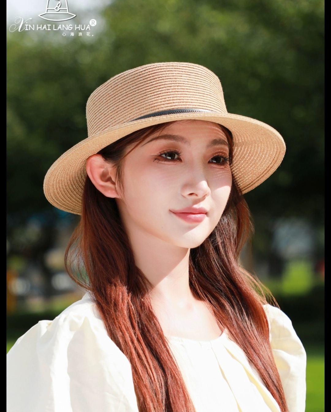 Nón vành nhỏ fedora chất liệu cói mũ rộng vành đi biển phối đai da thời trang Hàn Quốc dón24080501