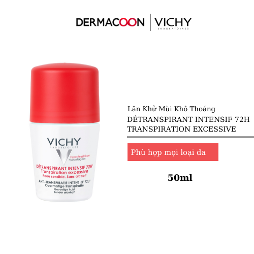 Lăn Khô Thoáng Vùng Da Dưới Cánh Tay 72h Vichy Détranspirant Intensif 50ml