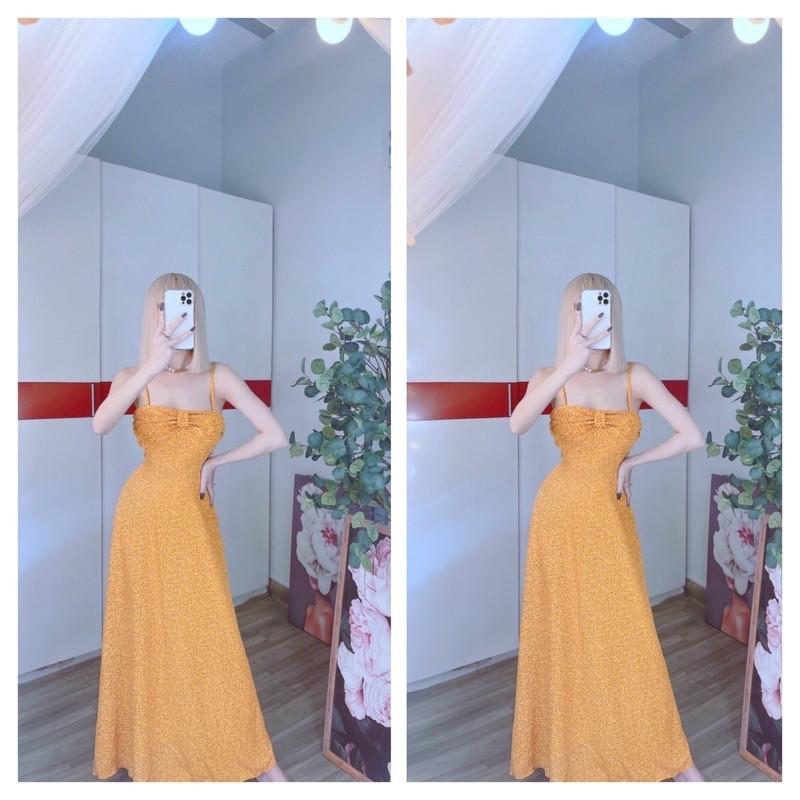 Đầm maxi hoa 2 dây có mút ngực