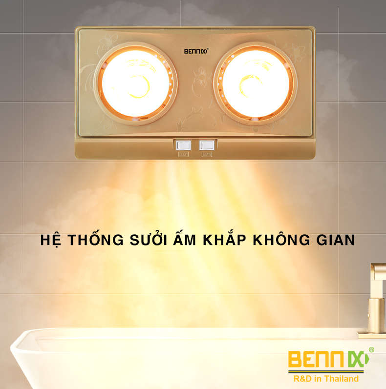 Đèn sưởi nhà tắm Bennix 2 bóng BN-2G - Hàng chính hãng