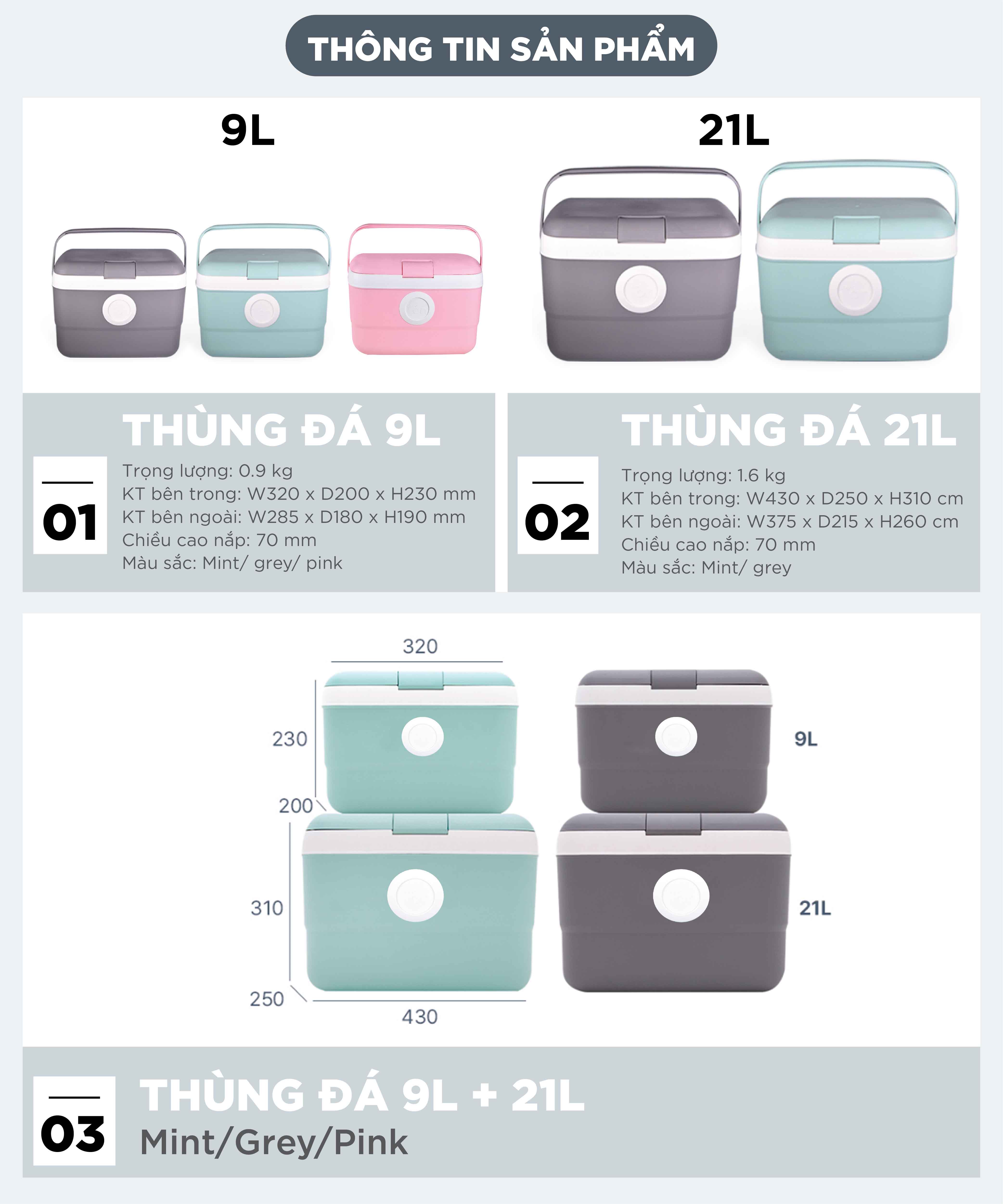 COMBO 2 thùng đá LIVINGON loại 9L & 21L