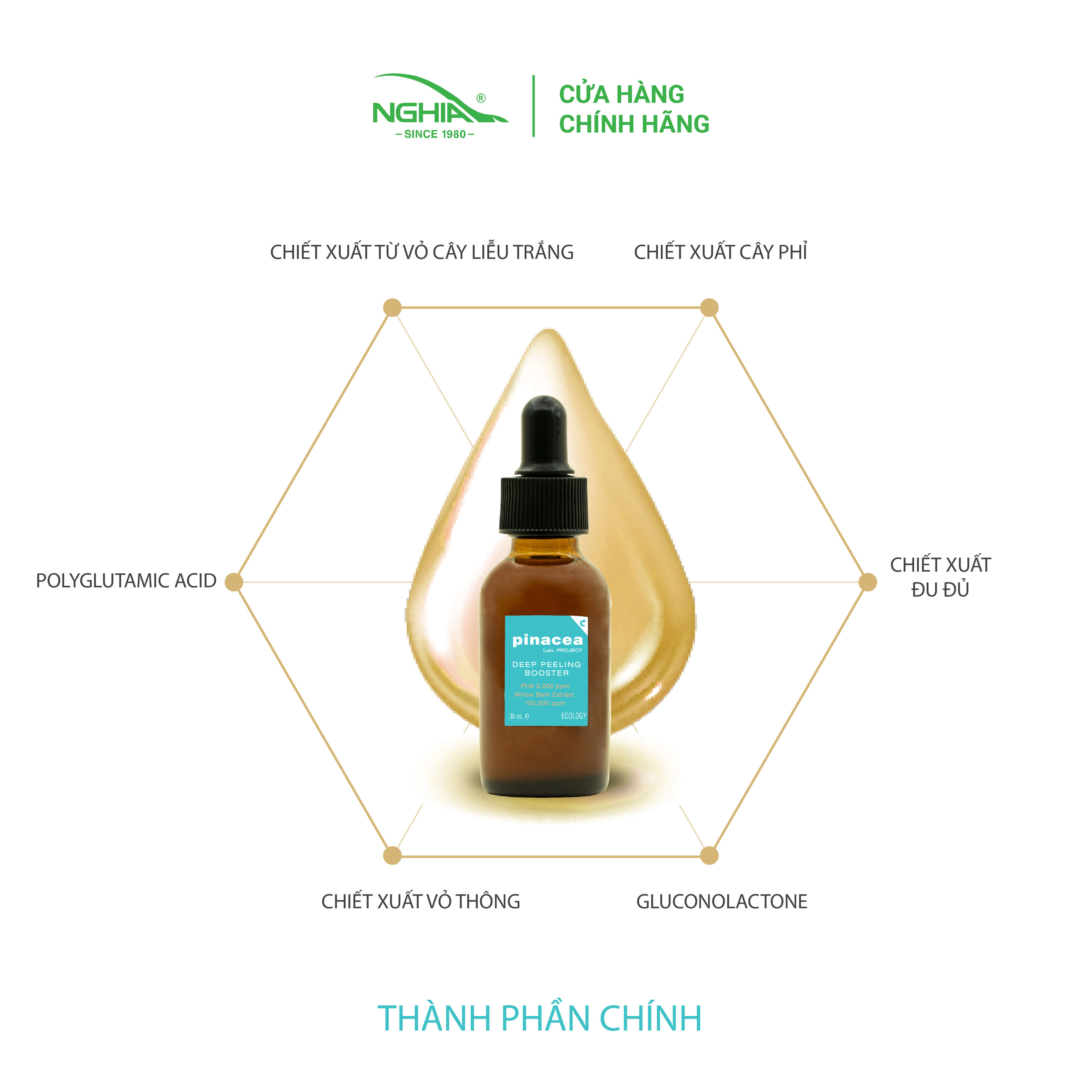 Tẩy tế bào chết dành cho da thường, da dầu &amp; mụn Pinacea Deep Peeling Booster - 30ml