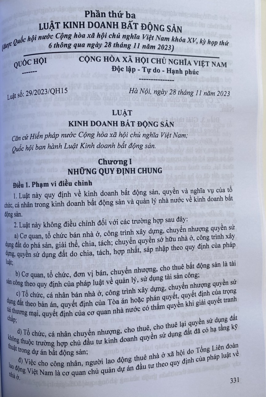 Luật Đất Đai - Luật Nhà Ở - Luật Kinh Doanh Bất Động Sản