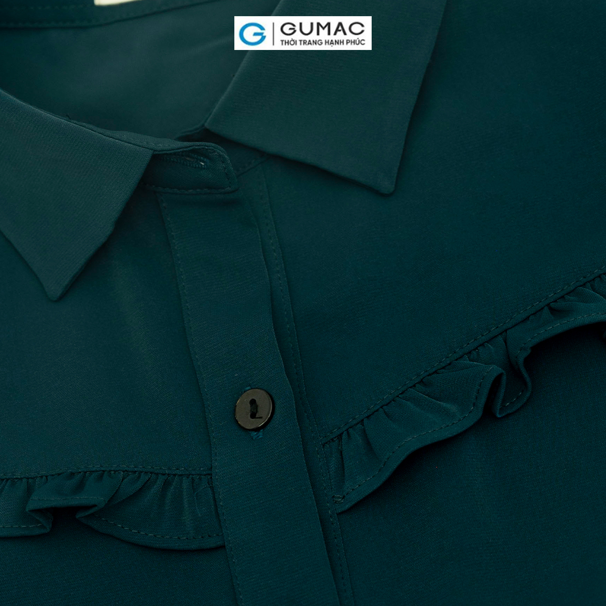 Áo sơ mi nữ tay dài phối bèo tạo kiểu nữ tính thanh lịch thời trang GUMAC AD06010