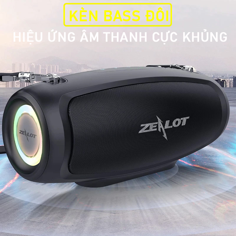 Loa Bluetooth Pass kép cực khủng hỗ trợ USB, thẻ nhớ - thương hiệu Zealot S37L - Hàng chính hãng