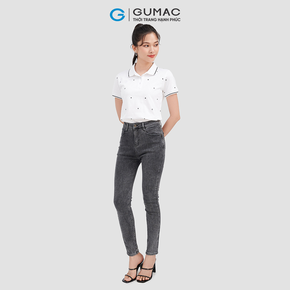 Quần jeans nữ GUMAc QJC09026 phom ôm wash màu đen