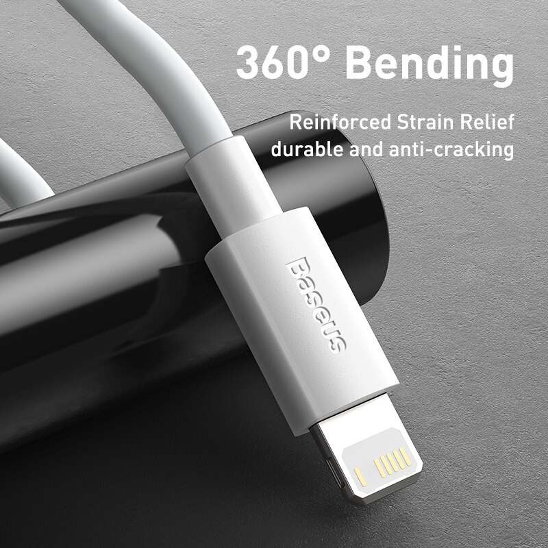 Cáp sạc nhanh 2.4A Baseus Mini White kết nối iPhone dây tròn dẻo đồng bộ dữ liệu cao dài 100CM - Hàng chính hãng