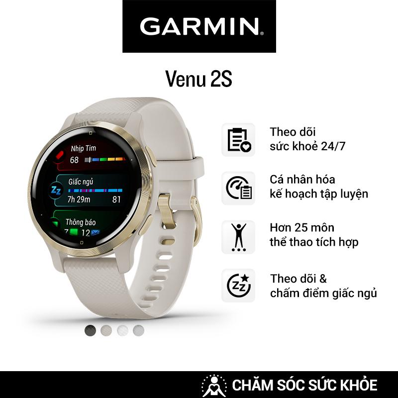 Đồng Hồ Thông Minh Garmin Venu 2S GPS Wif (Slate/Champagne/Passivated/White) - Hàng Chính Hãng