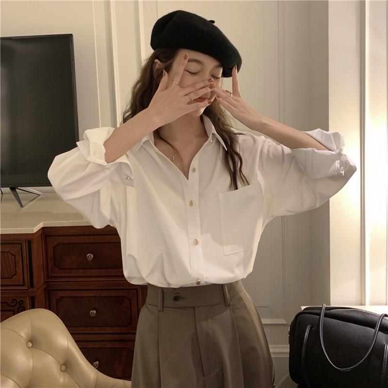 Áo sơ mi, Áo sơ mi dài tay nữ phom rộng basic các màu thời trang sang trọng ulzzang vintage hàn quốc cao cấp AO004