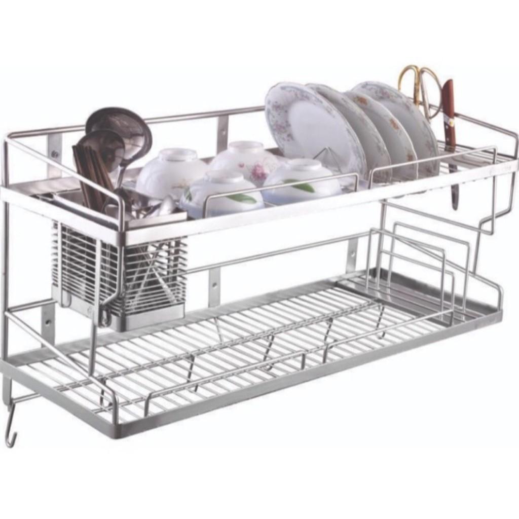 KỆ CHÉN 2 TẦNG INOX 304 CHUẨN KÍCH THƯỚC 80-28-40