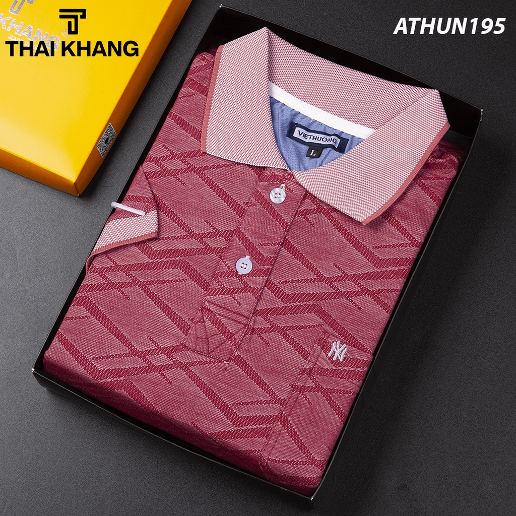 Áo thun nam tay lỡ có cổ có túi trung niên vải cotton xốp cao cấp ATHUN19