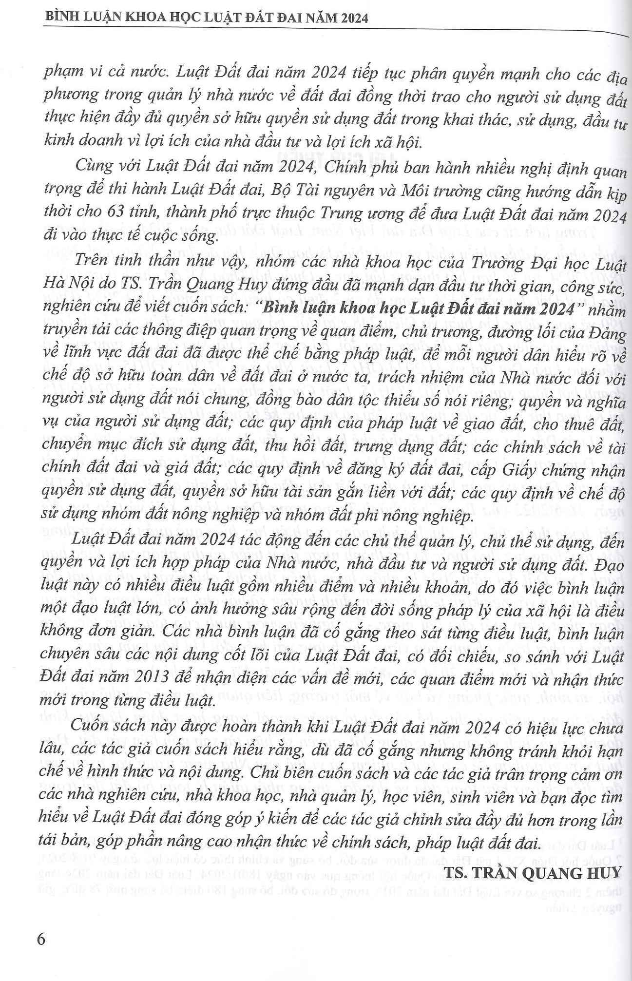 Bình Luận Khoa Học Luật Đất Đai Năm 2024 - TS. Trần Quang Huy chủ biên