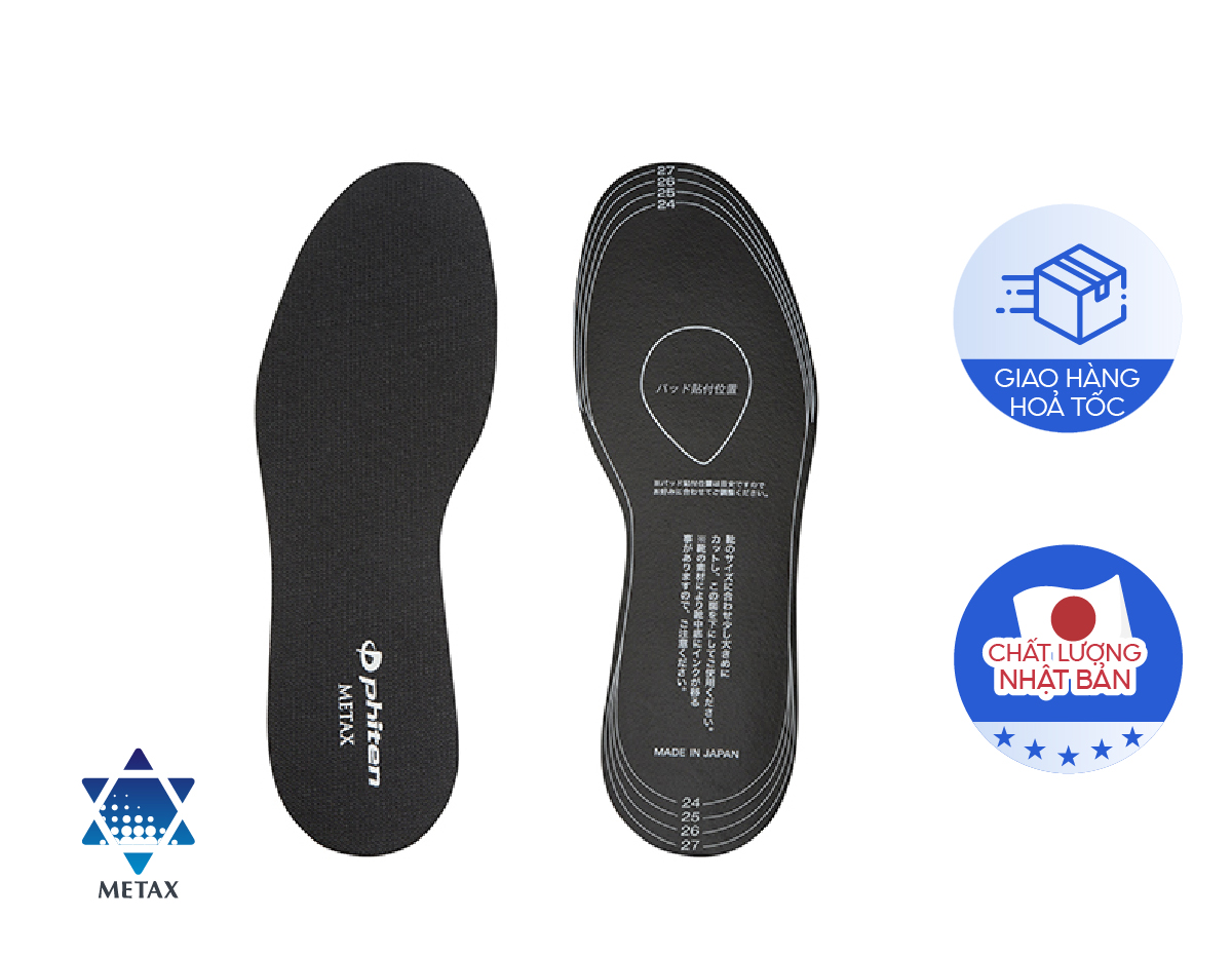 Lót giày hỗ trợ vòm chân Phiten Metax Insole Metatarsal Support TI465003/TI465004