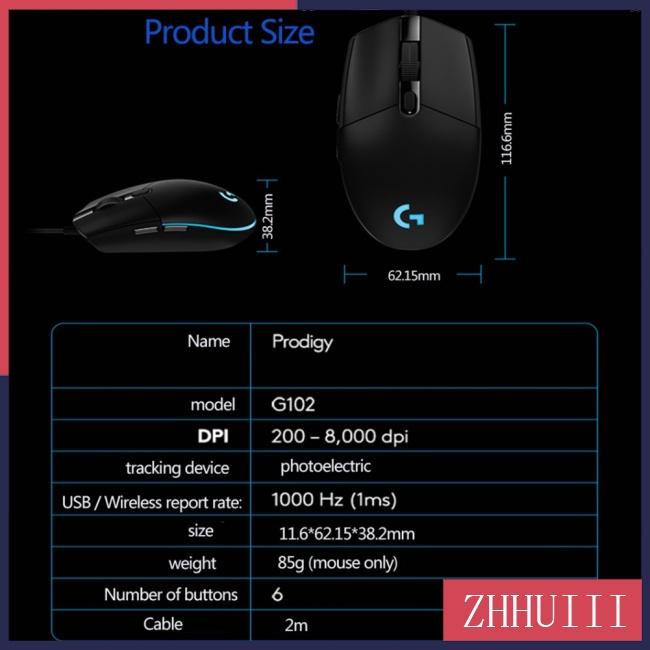 Chuột Gaming JT Logitech G102 Có Dây 200-8000dpi 6 Cho Windows 7