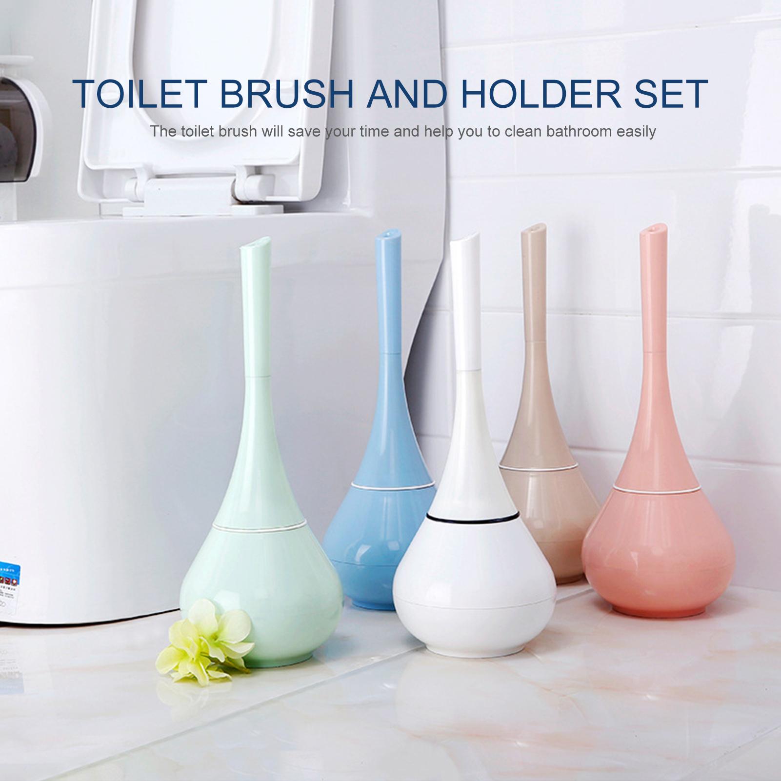 Bàn chải nhà vệ sinh dài 15 inch sử dụng lông PP có khả năng làm sạch mạnh kèm giá đỡ, thiết kế hình bình hoa