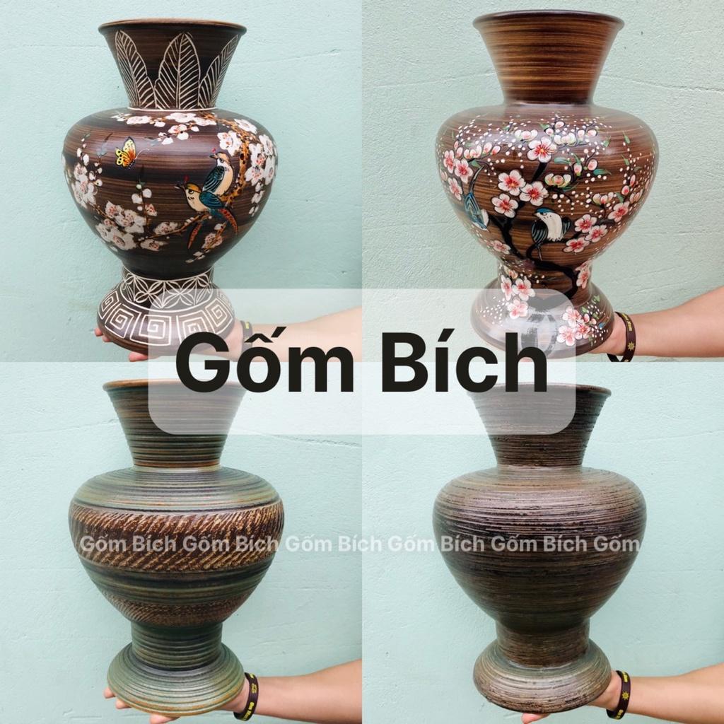 Bình Hoa Lọ Hoa Gốm Dáng Loa Kèn Mẫu Mới Men Mộc Gốm Sứ Bát Tràng - Gốm Bích