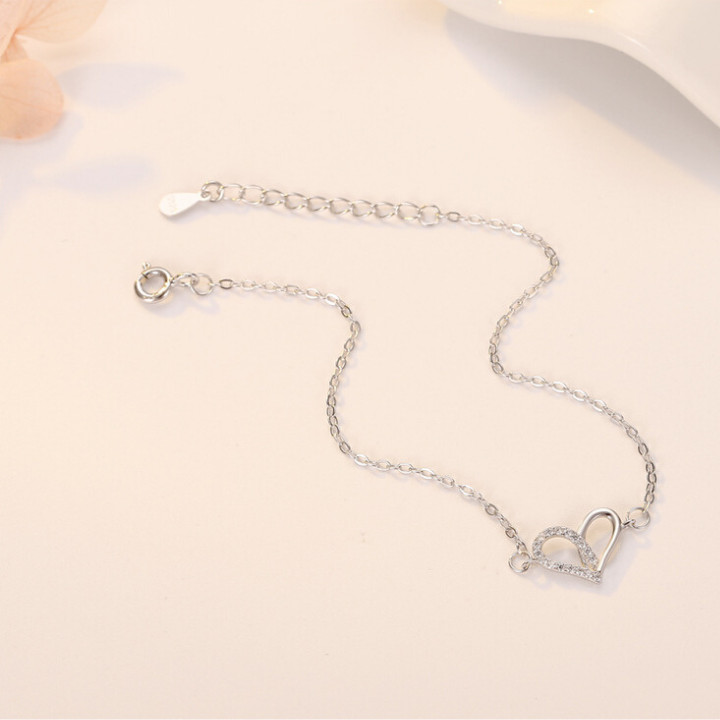 Lắc bạc đẹp, Lắc Bạc Tay Nữ 925 trái Tim tình yêu dễ thương