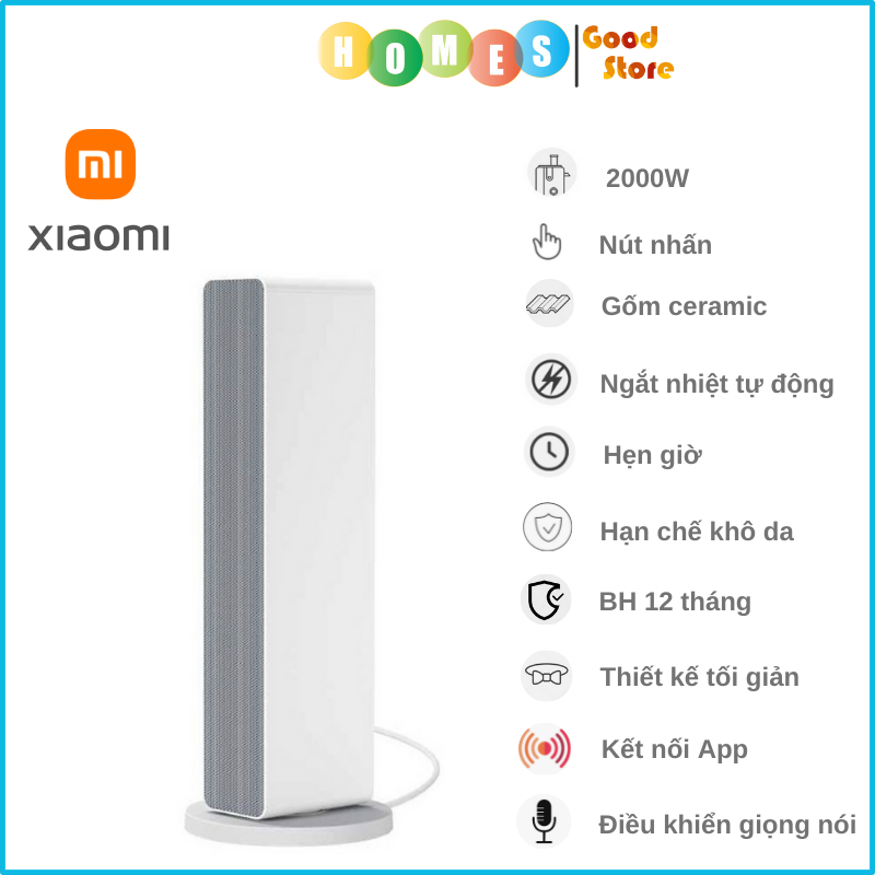 Máy Sưởi XIAOMI Smartmi ZNNFJ07ZM, Điều Khiển Trợ Lý Ảo, Kết Nối App Mihome, Diện Tích Hoạt Động 20 m2, Công Suất 2000 W - Hàng Chính Hãng - Bản Quốc Tế