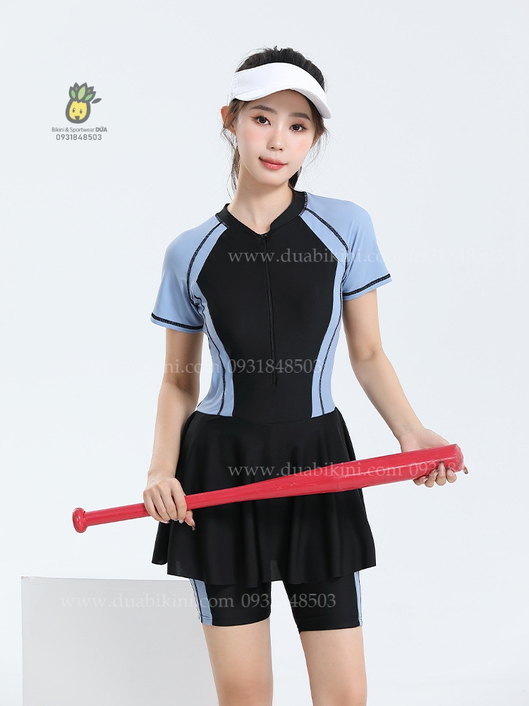 Đồ Bơi Liền Quần Váy Tay Ngắn 1203