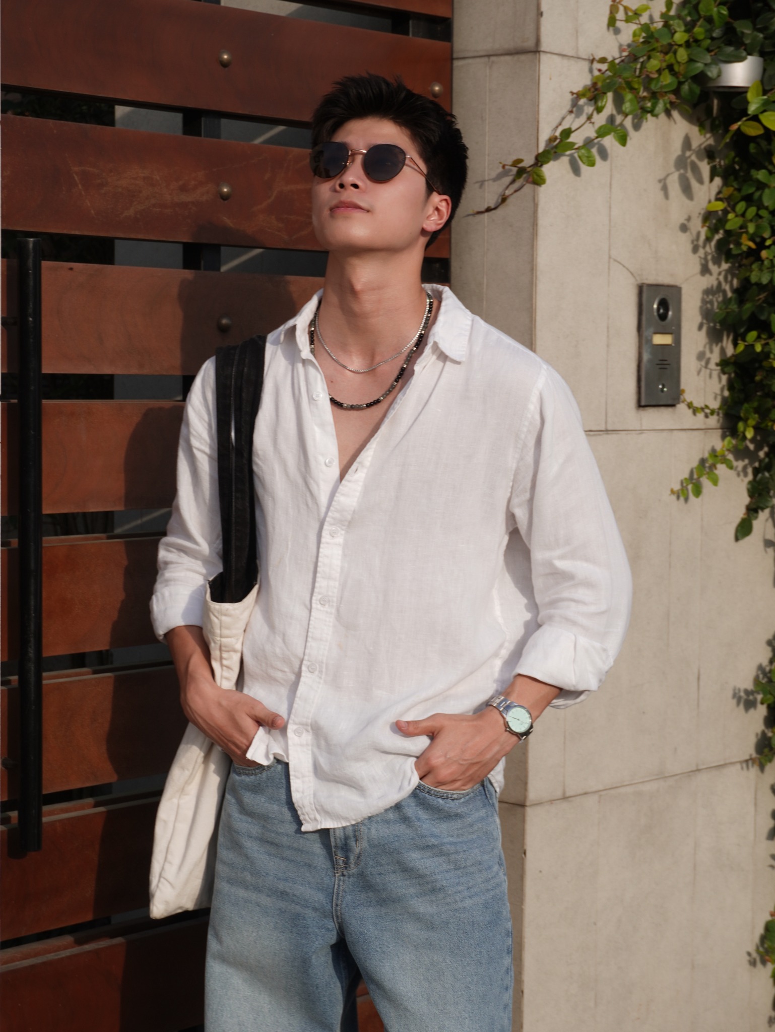 Sơ Mi Nam Đũi Linen Màu Trắng Đi Biển Đũi Việt MS08