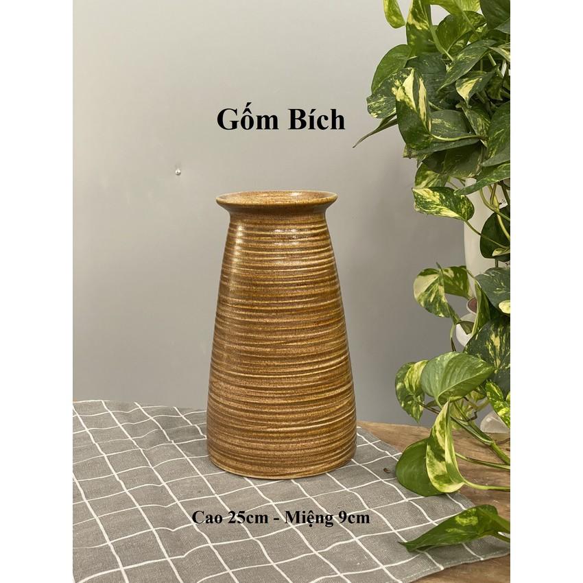 Bình Hoa Lọ Hoa Dáng Ly Ngược Men Mộc Nhiều Màu - Gốm Sứ Bát Tràng