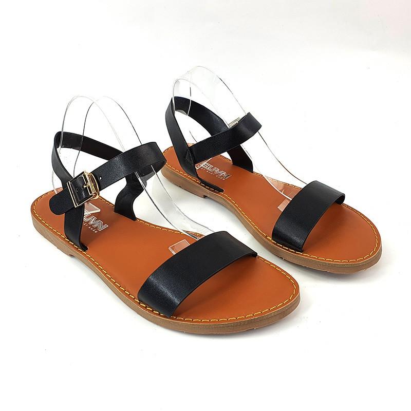 Sandal Đế Bệt Nữ Công sở Quai ngang Da mềm Chuẩn 9931